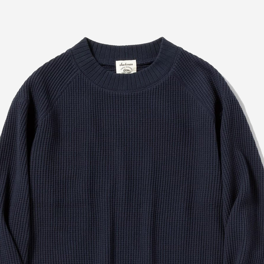 Big Waffle Mid-Neck Sweater - Dark Navy