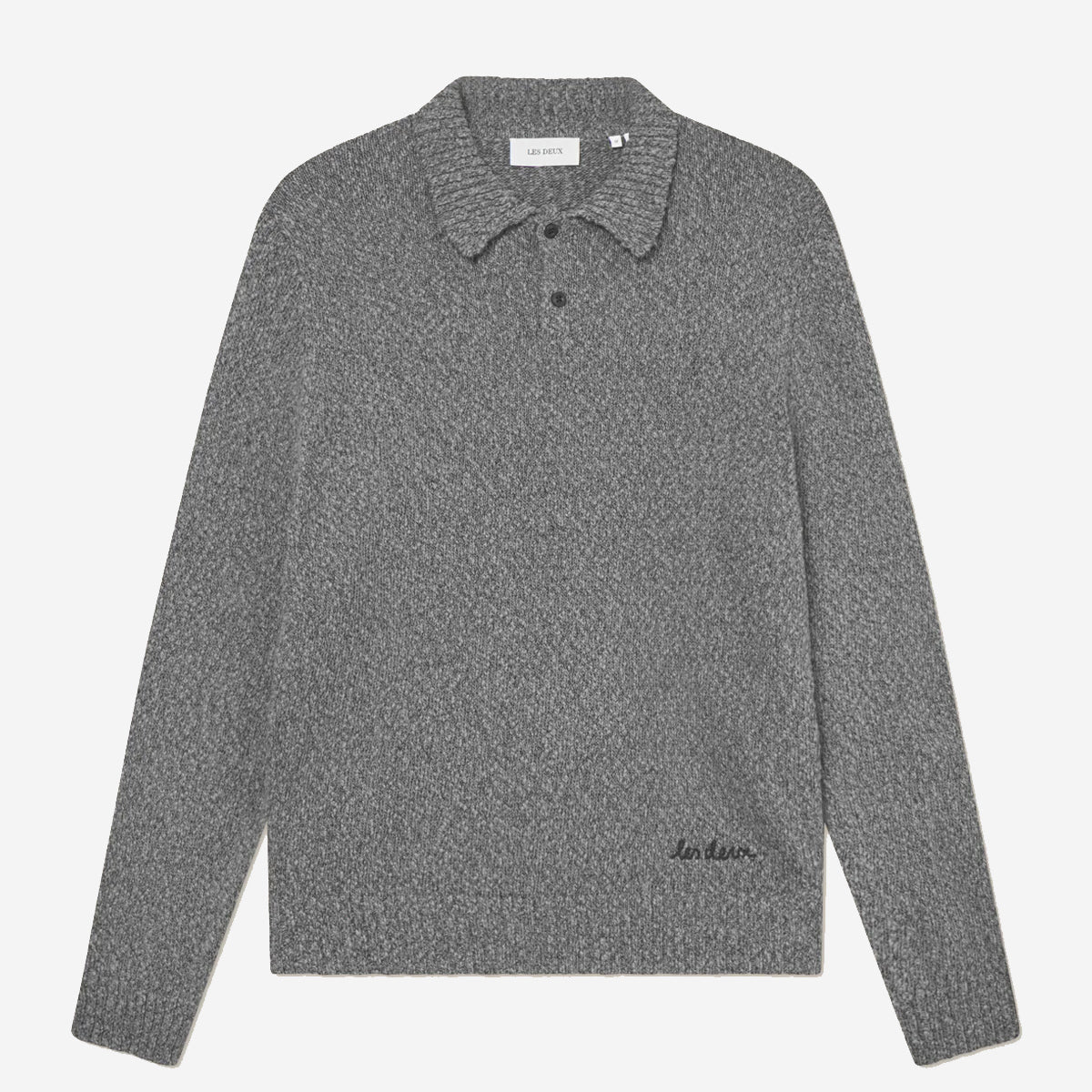 Billy Mouliné Knitted Polo - Black Marl