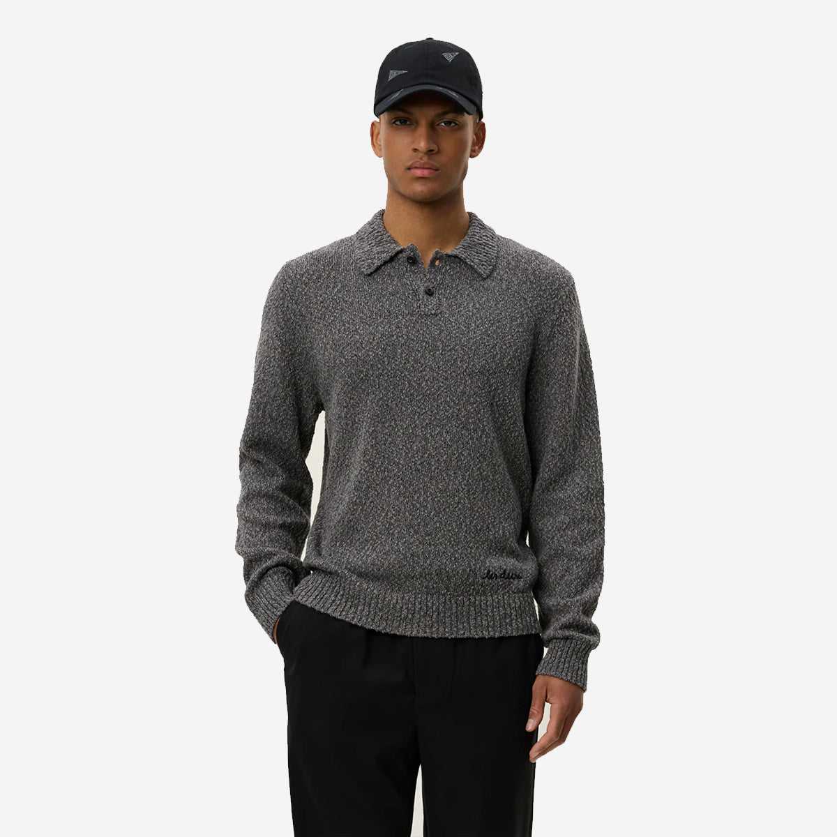 Billy Mouliné Knitted Polo - Black Marl