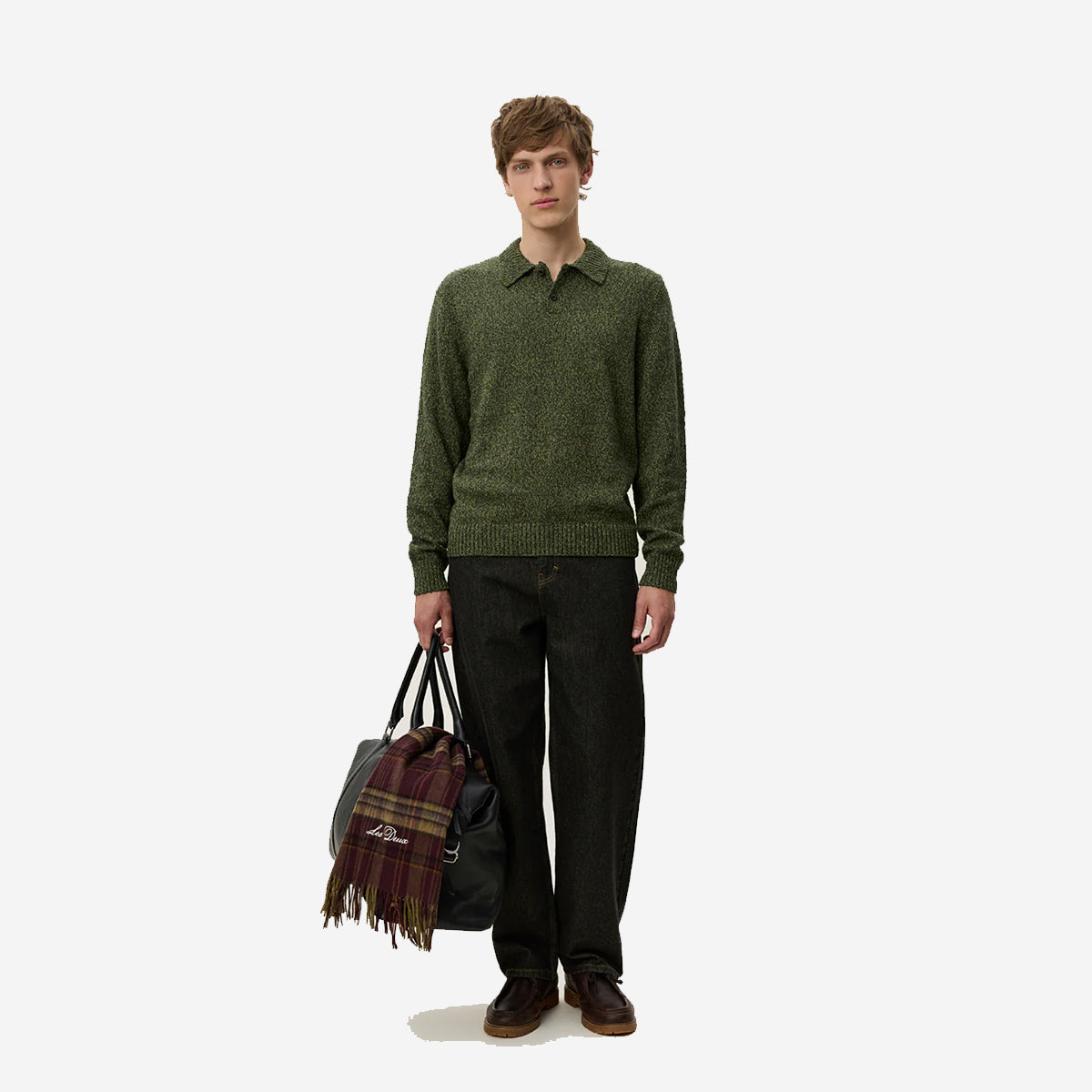 Billy Mouliné Knitted Polo - Woodbine Green Marl
