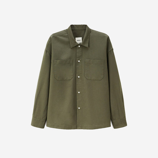 Boro Poplin Relaxed L/S Shirt - Khaki Olive