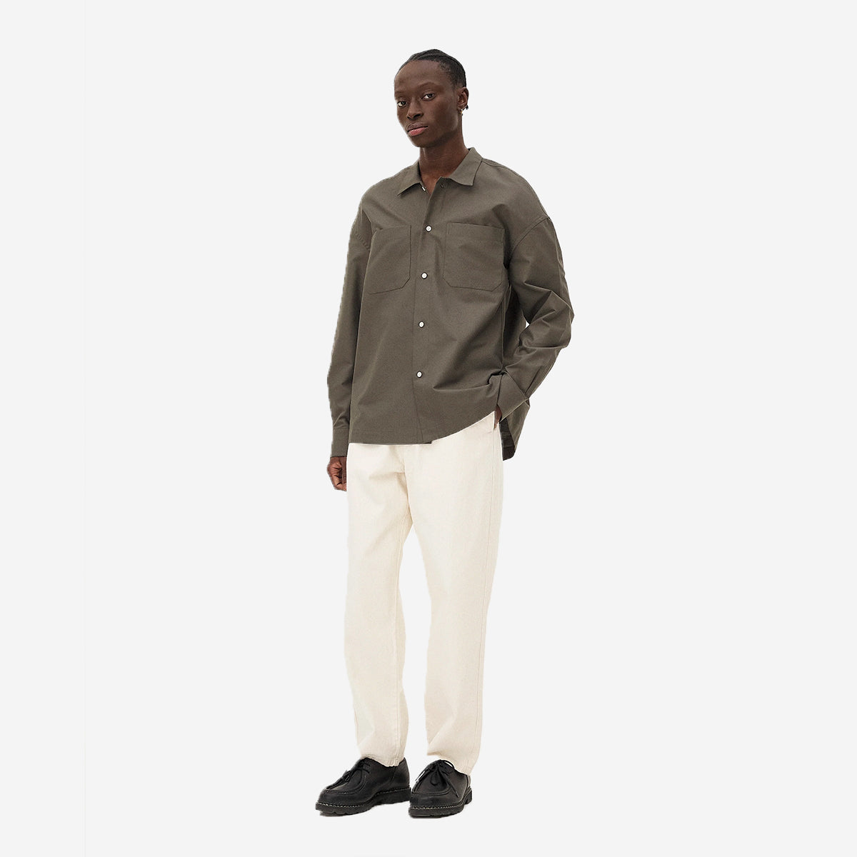 Boro Poplin Relaxed L/S Shirt - Khaki Olive