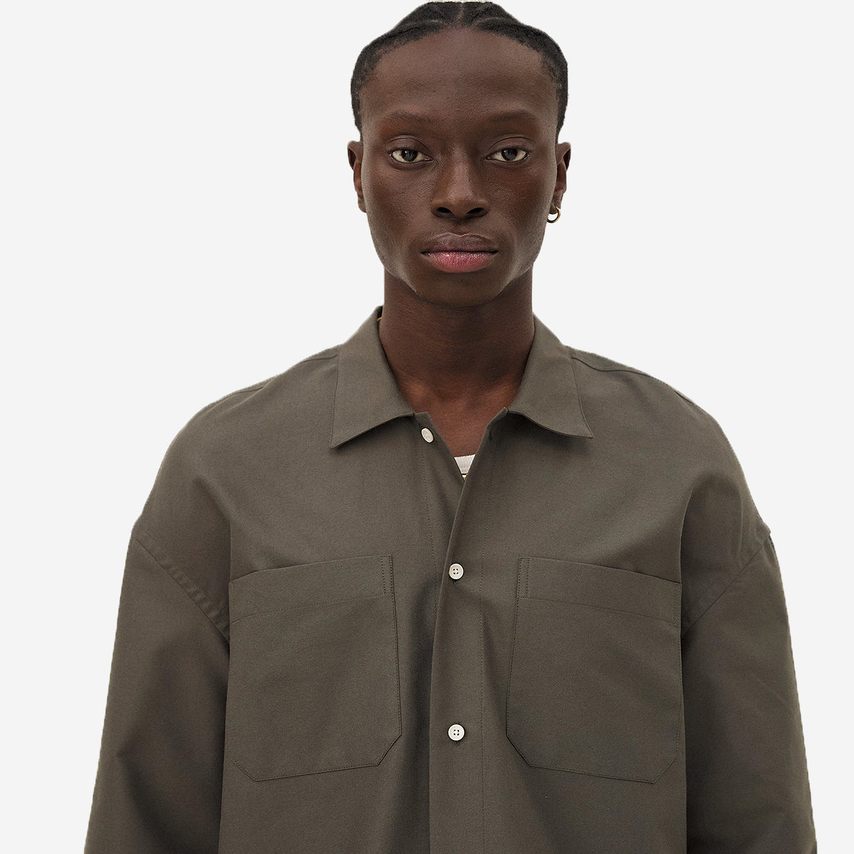 Boro Poplin Relaxed L/S Shirt - Khaki Olive