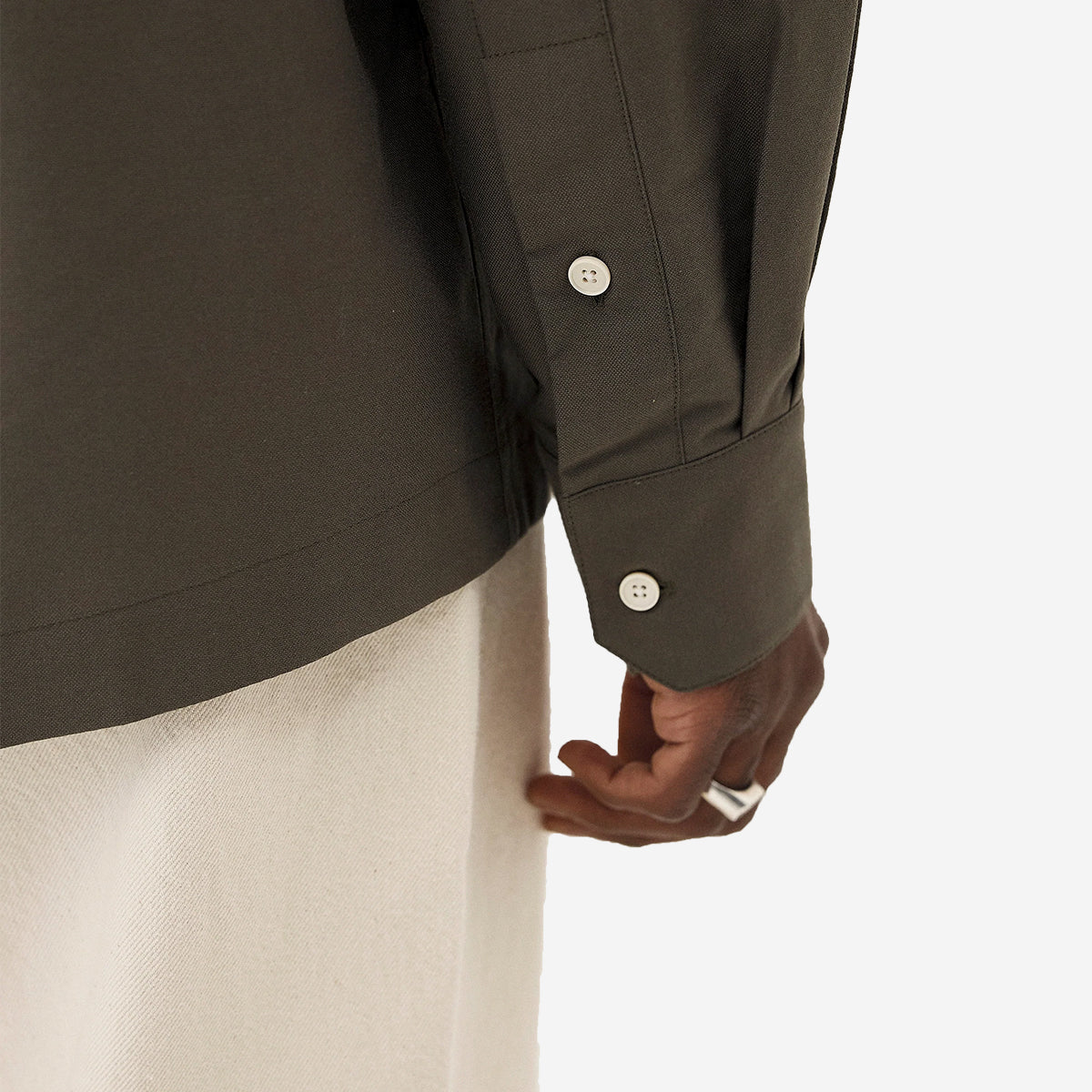 Boro Poplin Relaxed L/S Shirt - Khaki Olive