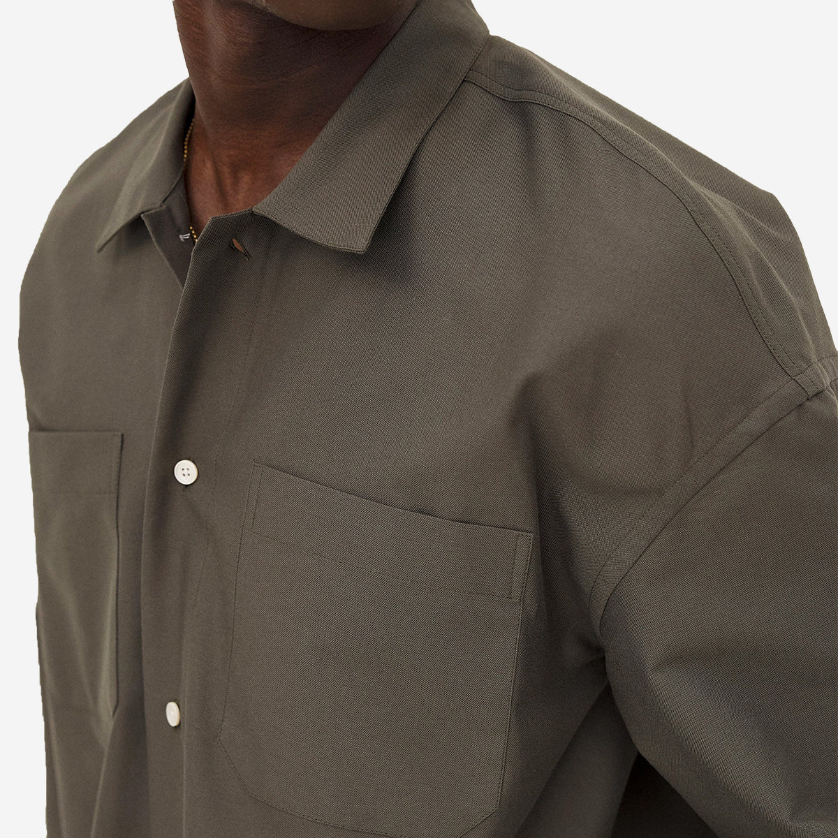 Boro Poplin Relaxed L/S Shirt - Khaki Olive