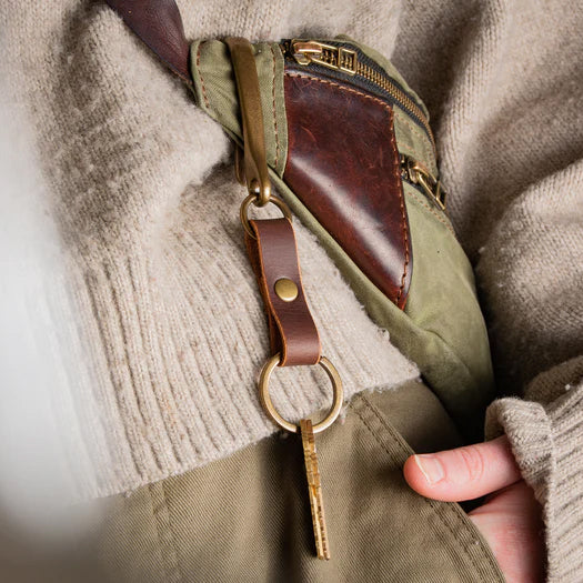 Brass + Leather Key Hook - Brown