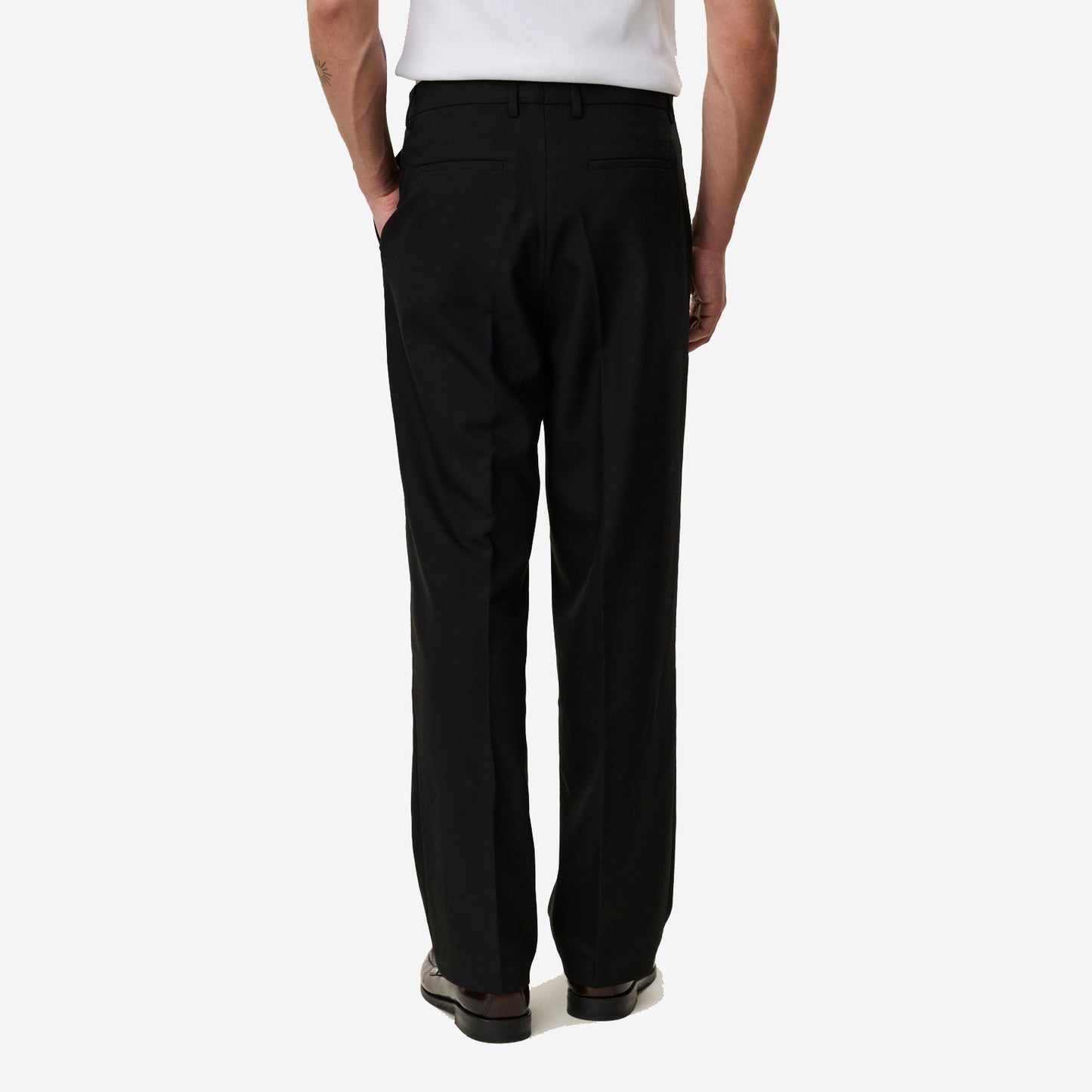 Brushed Twill Tailored Pants - Black
