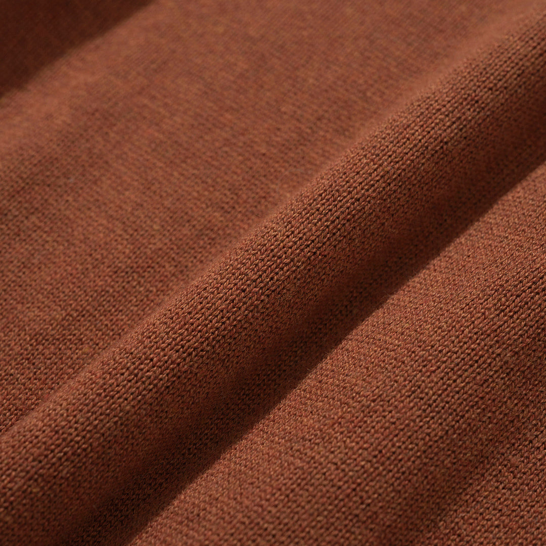 Cotton Cashmere Knit Polo Cardigan - Brick