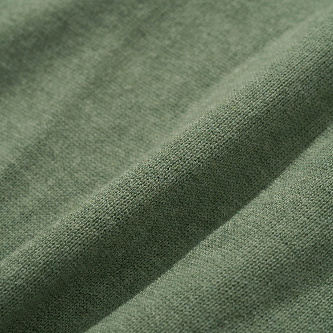 Cotton Cashmere Knit Polo Cardigan - Olive