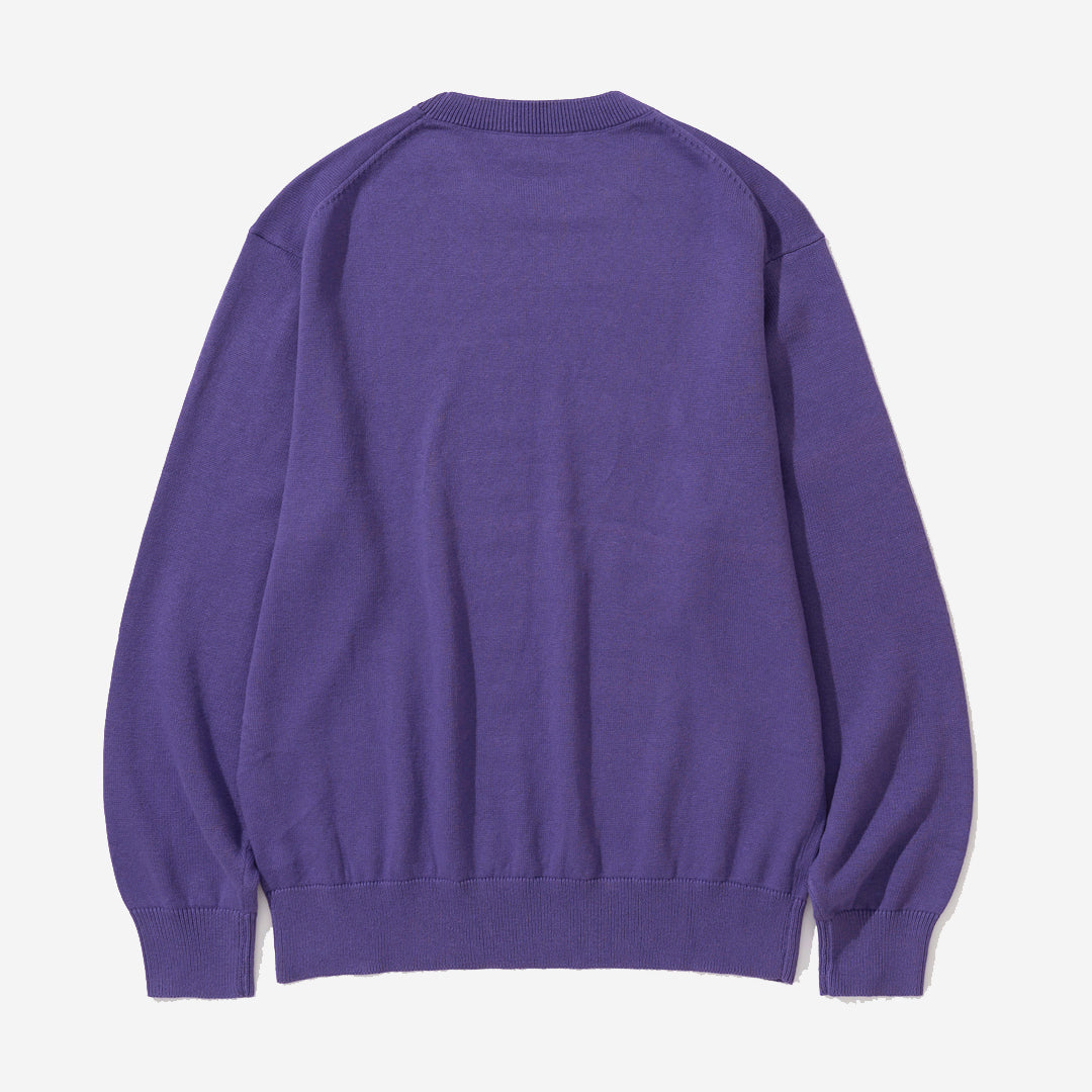 Cotton Cashmere Knit Sweater - Purple