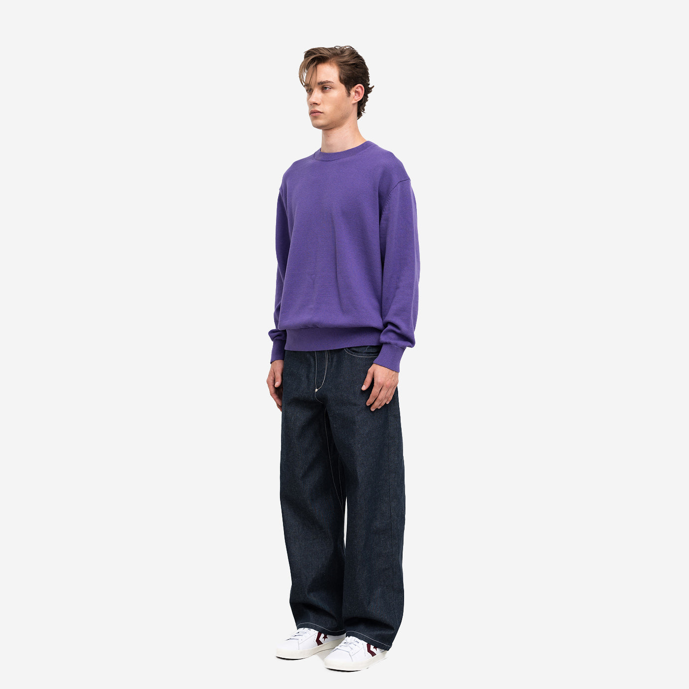 Cotton Cashmere Knit Sweater - Purple
