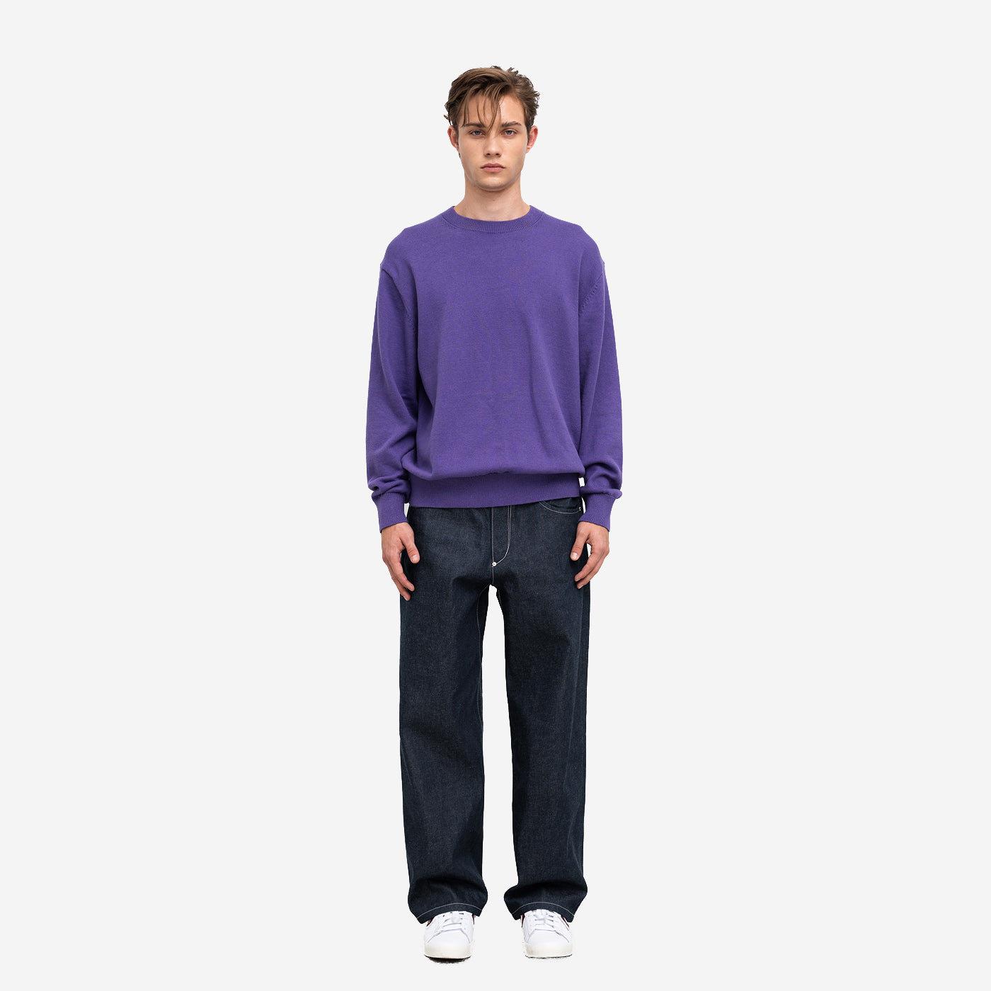 Cotton Cashmere Knit Sweater - Purple