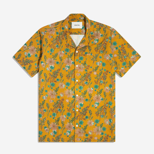 Crammond S/S Vacation Shirt - Ochre Thistle Print
