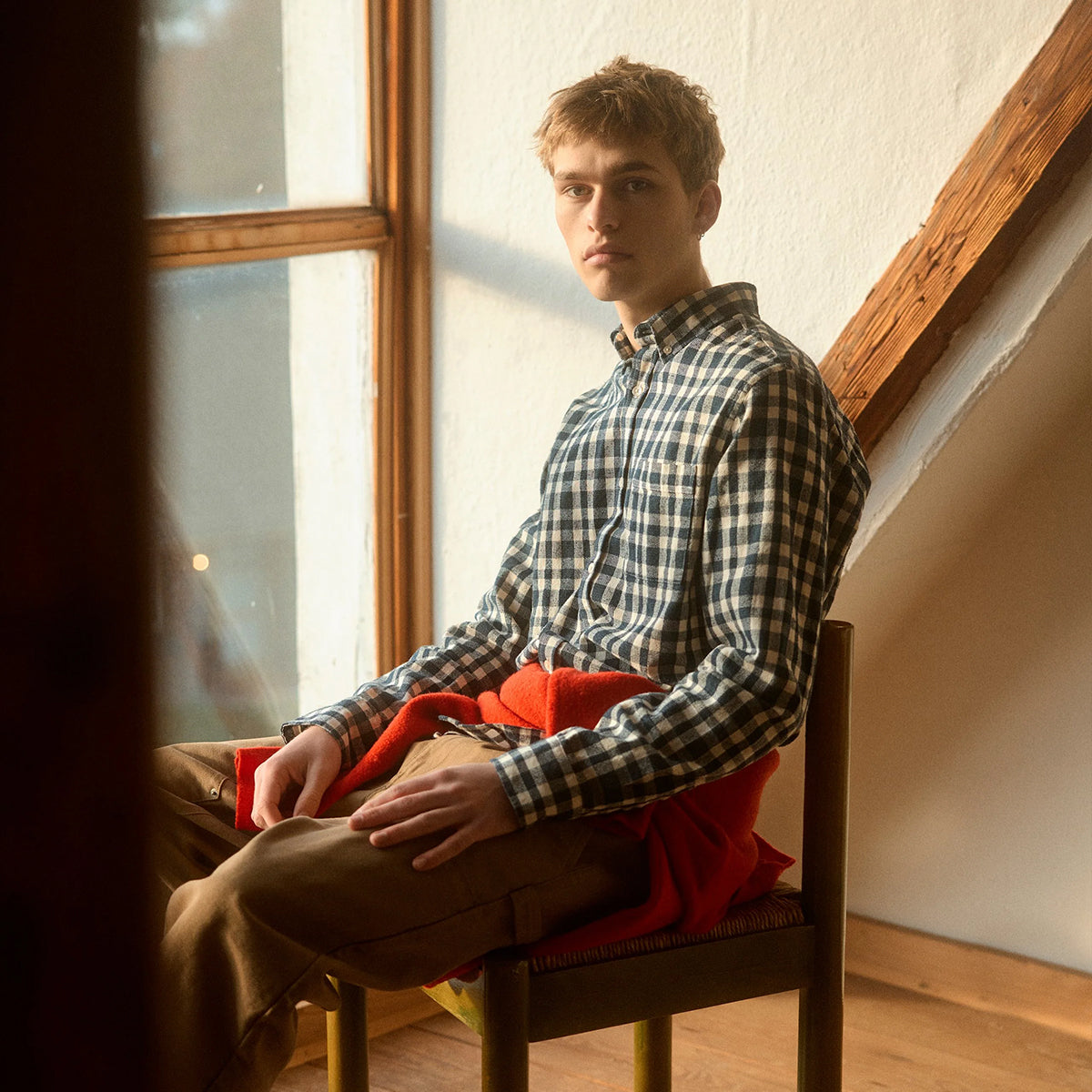 Creek Boucle Check Shirt - Navy/Cloud