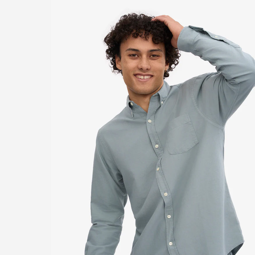 Organic Button-Down Oxford Shirt - Steel Blue