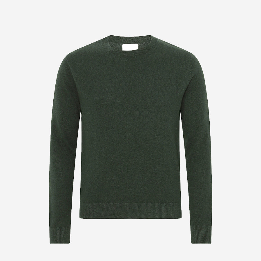 Light Merino Wool Crew Sweater - Emerald Green