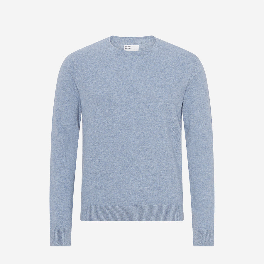 Light Merino Wool Crew Sweater - Polar Blue