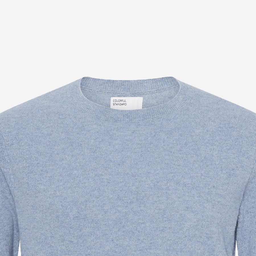Light Merino Wool Crew Sweater - Polar Blue