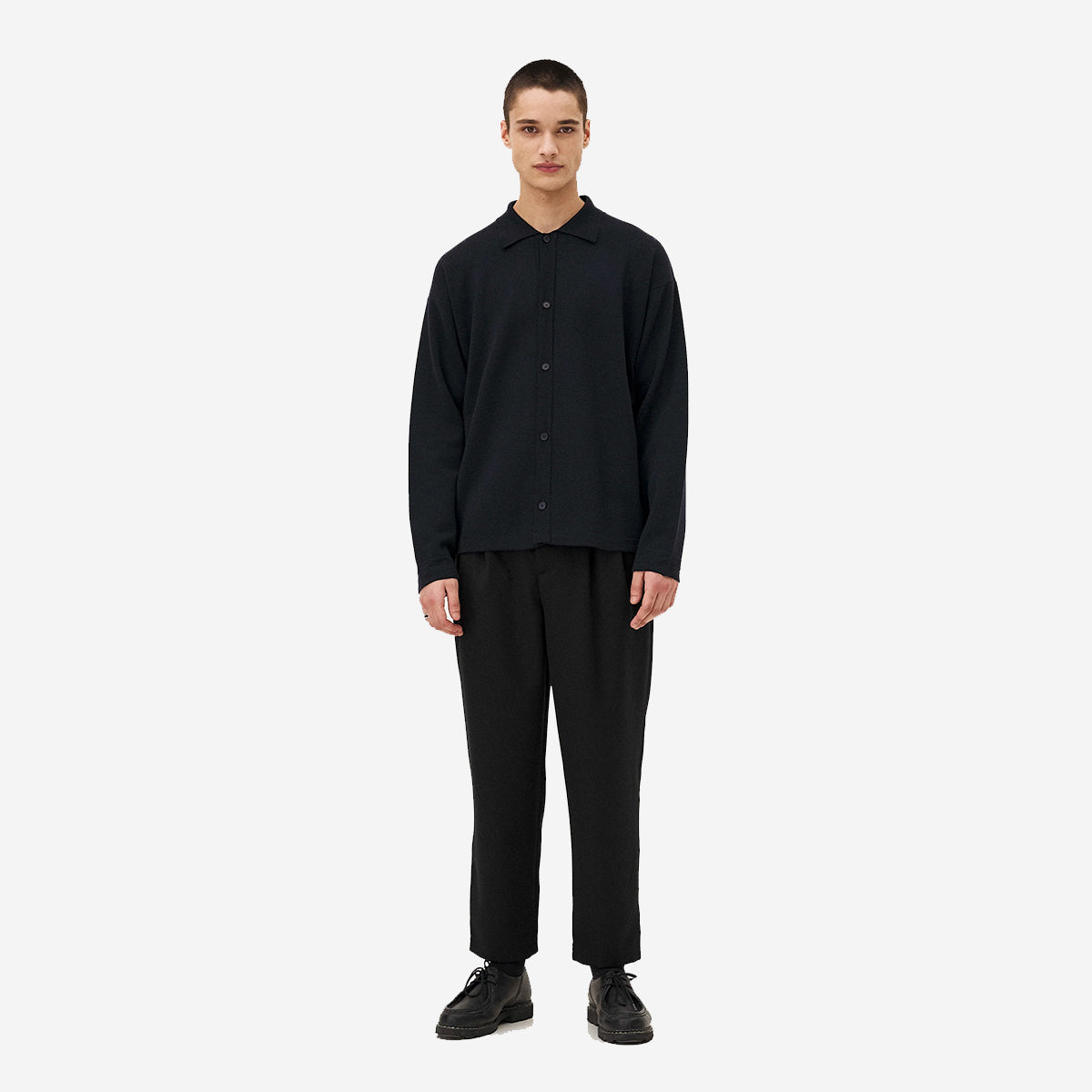 Cambridge Double Pleat Wool Pants - Black