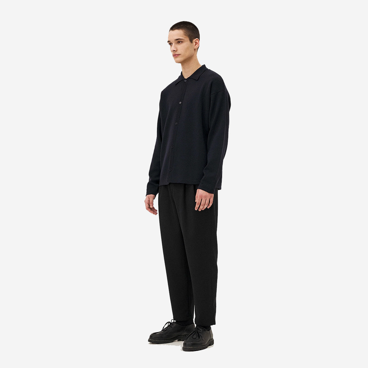 Cambridge Double Pleat Wool Pants - Black