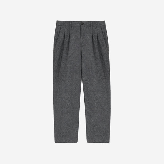 Cambridge Double Pleat Wool Pants - Slate Grey