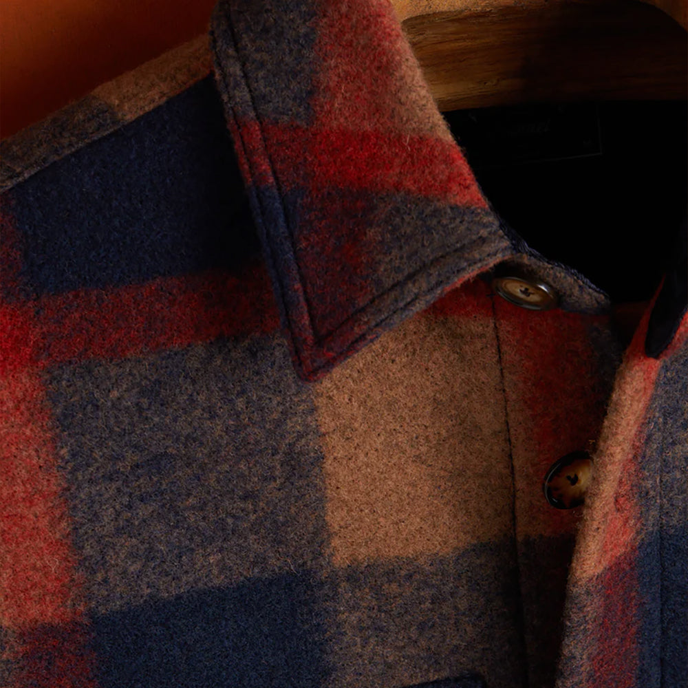 Catch Plaid Wool Overshirt - Navy/Brown