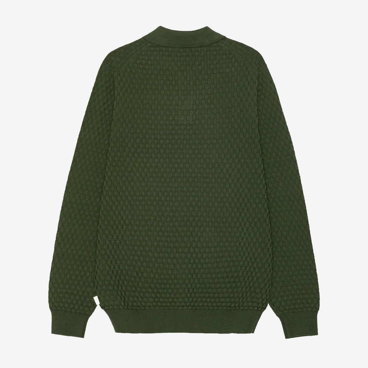 Check Structure Knitted LS Polo - Rifle Green