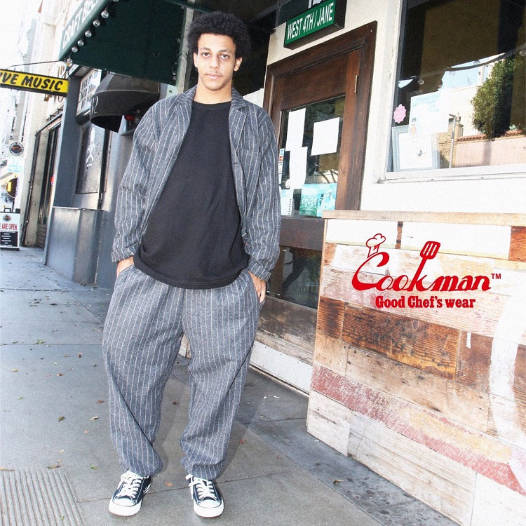 Chef Pants - Light Grey Wool Mix Stripe
