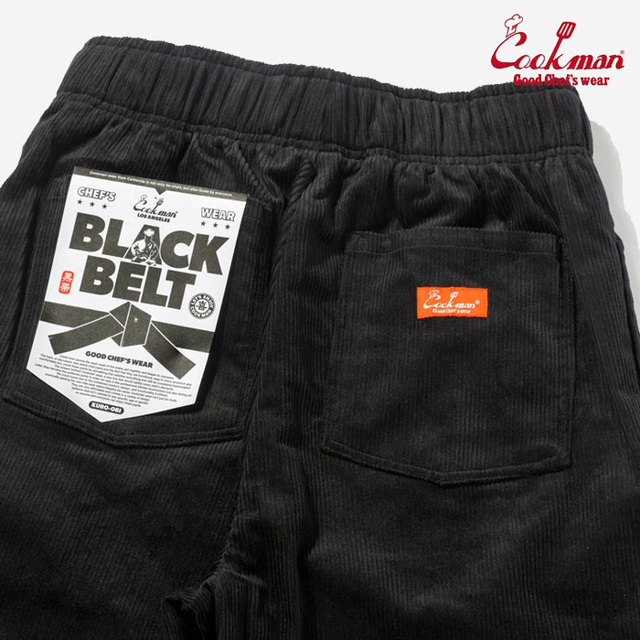Chef Pants Semi-Wide - Black Belt Corduroy - Black