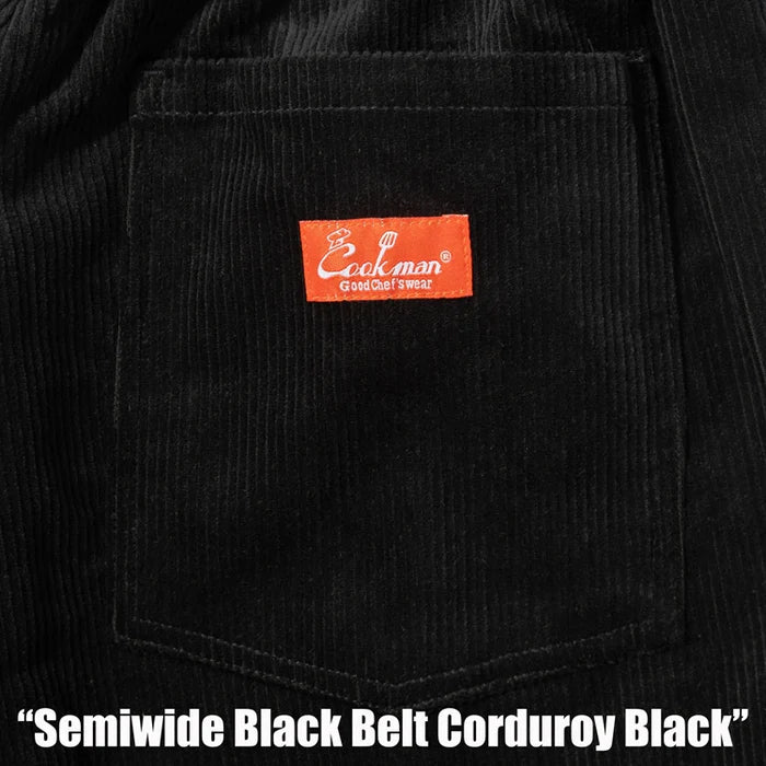 Chef Pants Semi-Wide - Black Belt Corduroy - Black