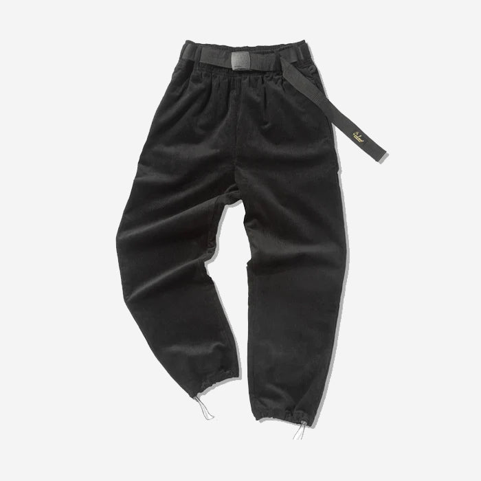 Chef Pants Semi-Wide - Black Belt Corduroy - Black