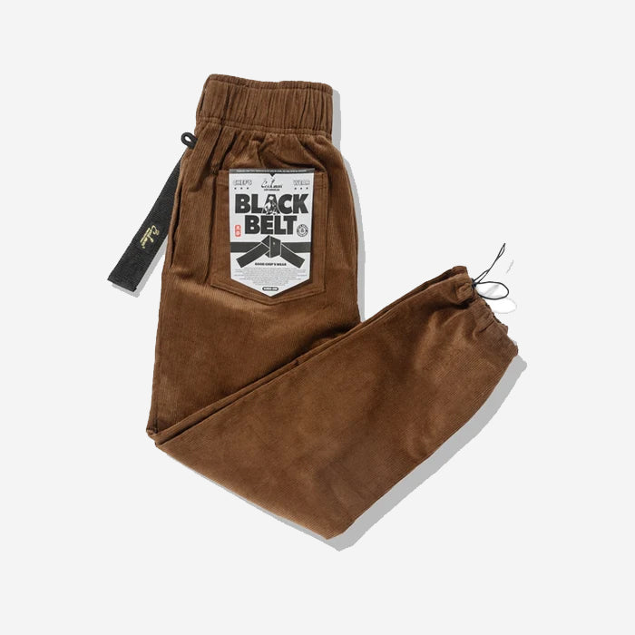 Chef Pants Semi-Wide - Black Belt Corduroy - Dark Brown