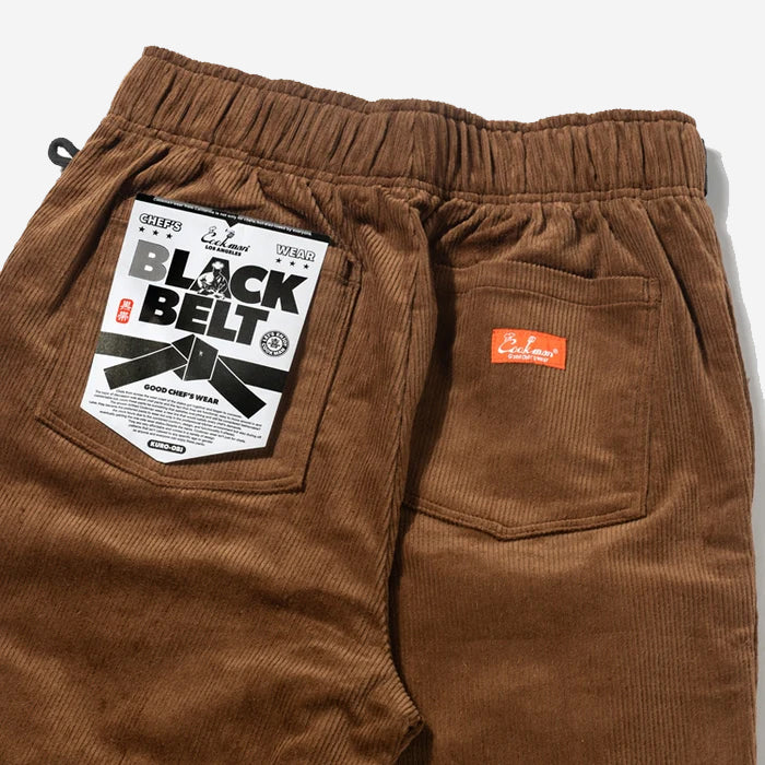Chef Pants Semi-Wide - Black Belt Corduroy - Dark Brown