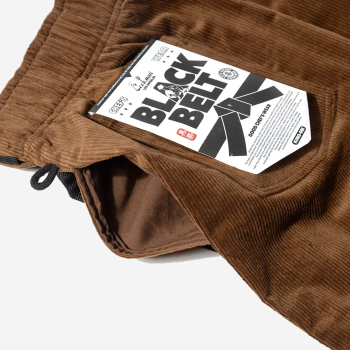Chef Pants Semi-Wide - Black Belt Corduroy - Dark Brown