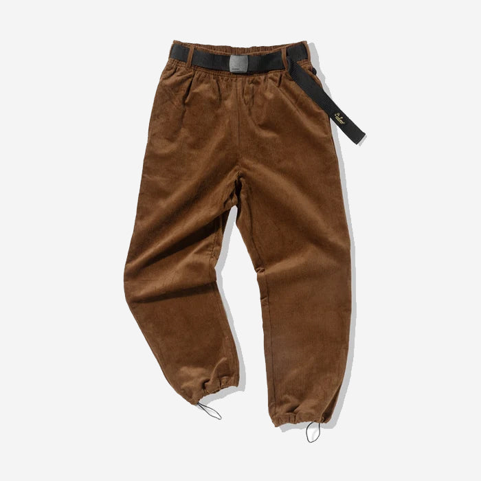 Chef Pants Semi-Wide - Black Belt Corduroy - Dark Brown
