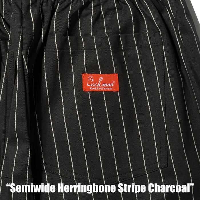 Chef Pants Semi-Wide - Charcoal Herringbone Stripe