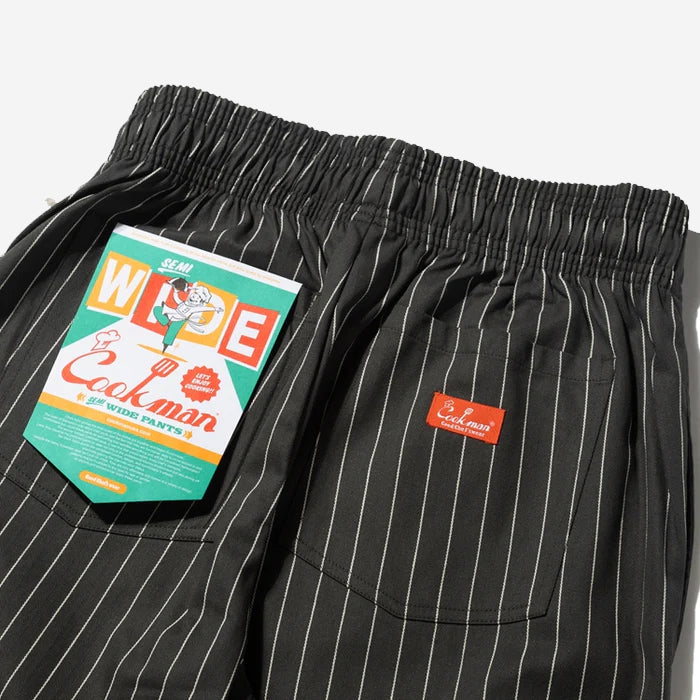 Chef Pants Semi-Wide - Charcoal Herringbone Stripe