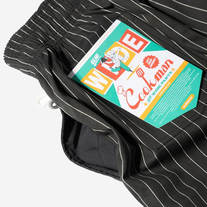 Chef Pants Semi-Wide - Charcoal Herringbone Stripe