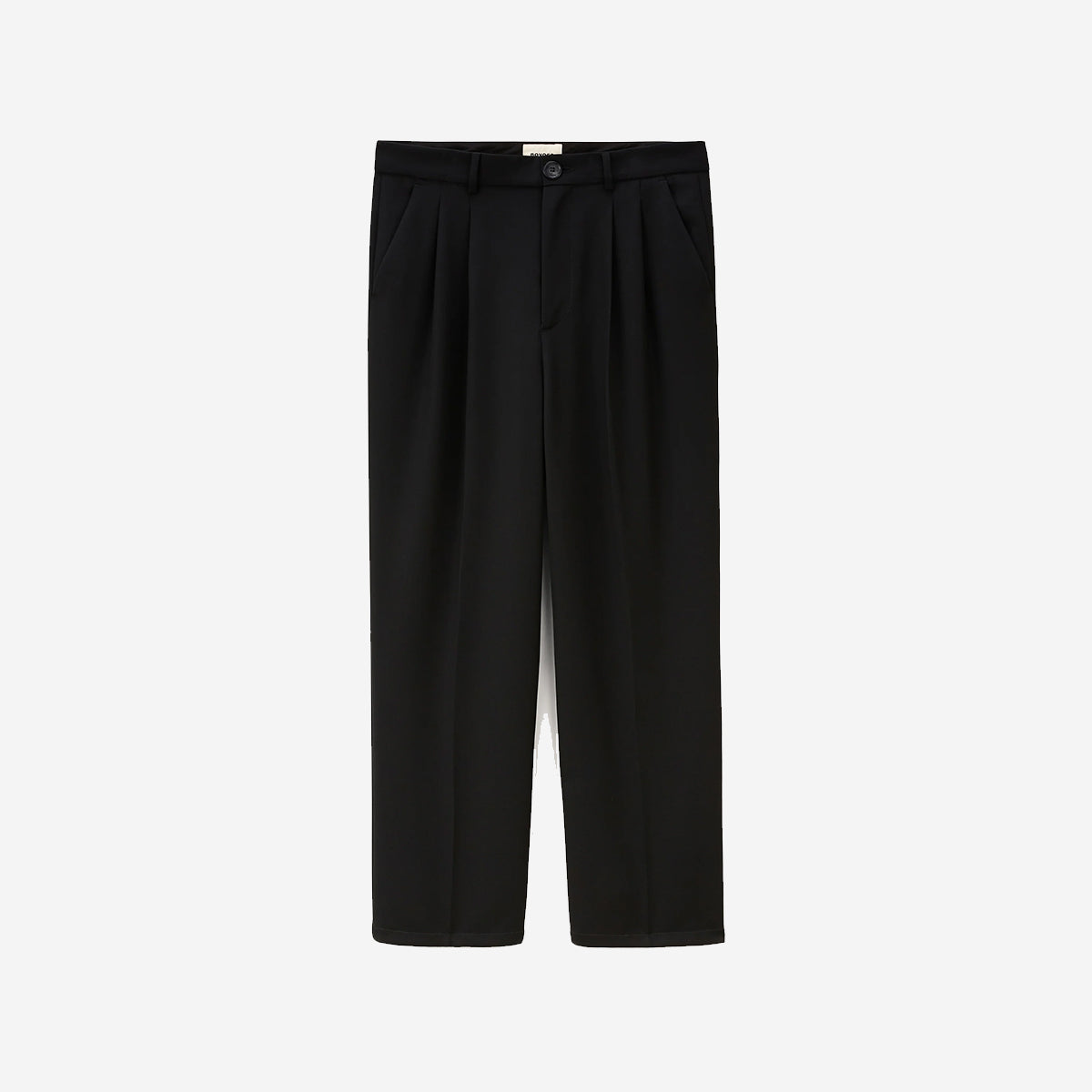 Clyde Double Pleat Cropped Wool Pants - Black