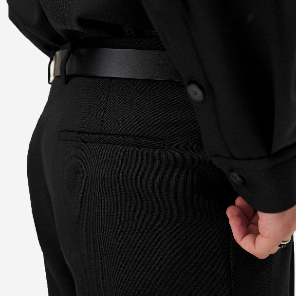 Clyde Double Pleat Cropped Wool Pants - Black