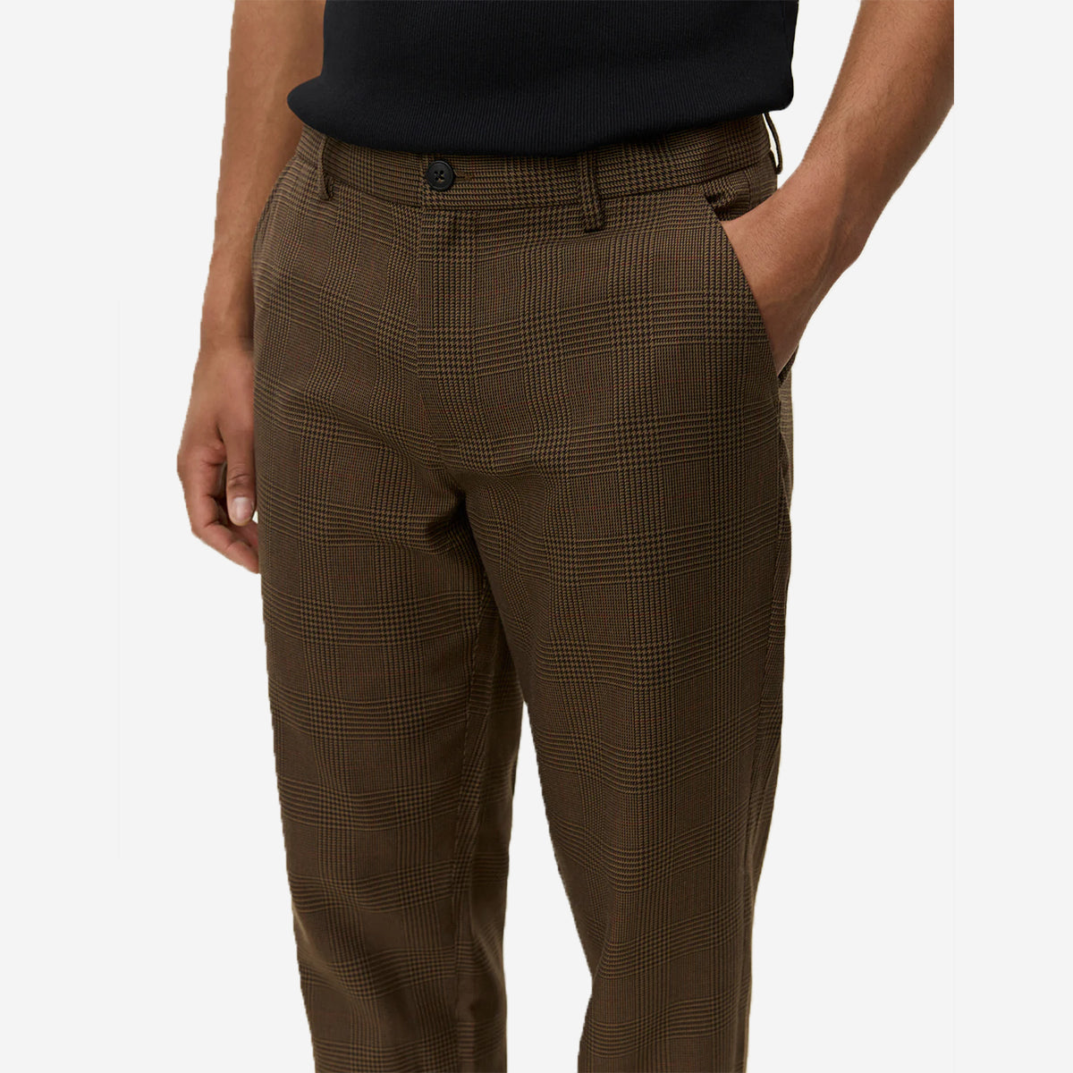 Como Reg Houndstooth Suit Pants - Teak Brown