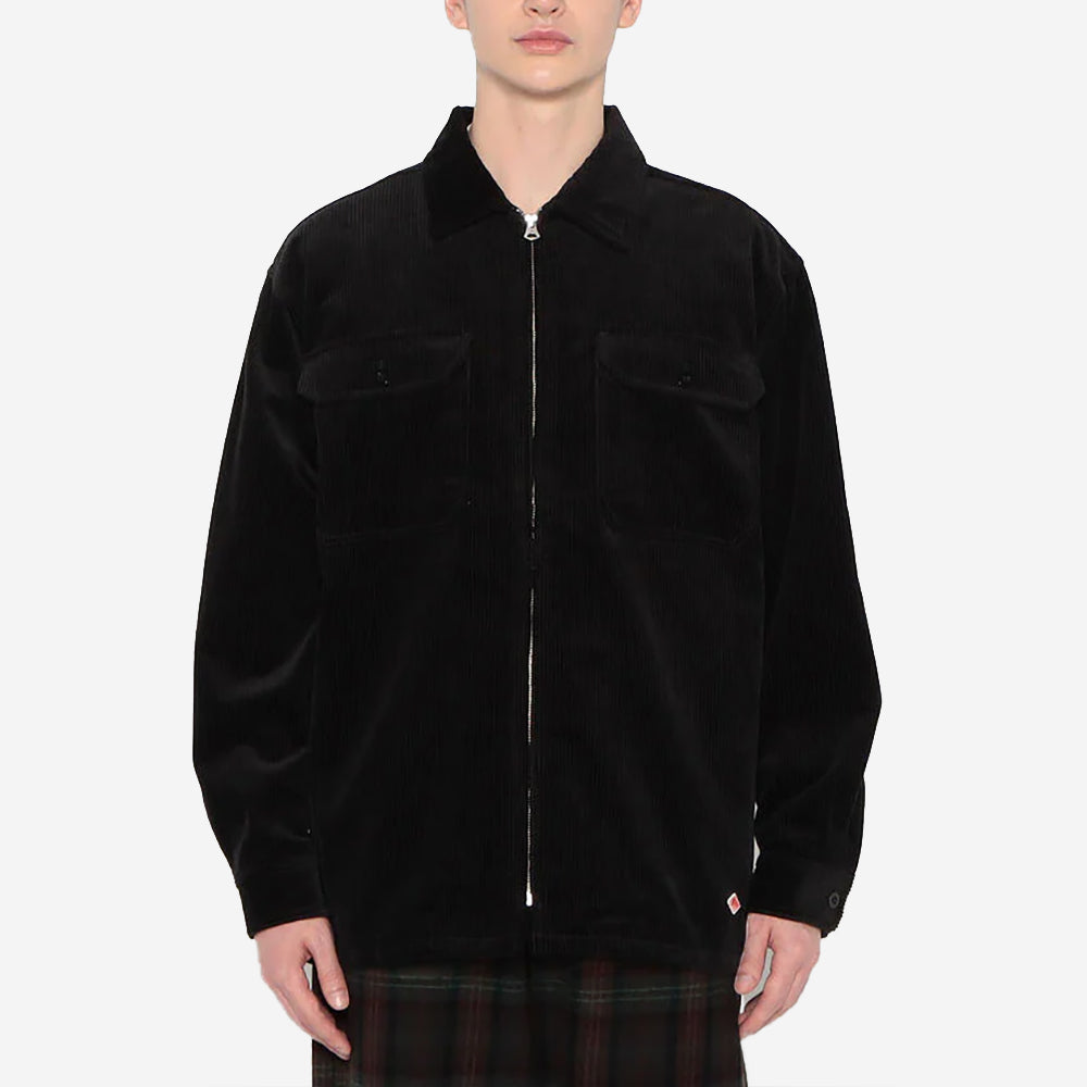 Corduroy Zip Overshirt Blouson - Black