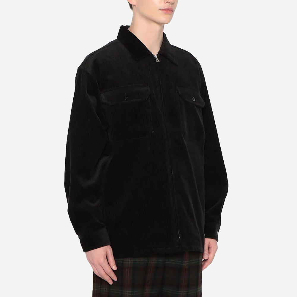 Corduroy Zip Overshirt Blouson - Black