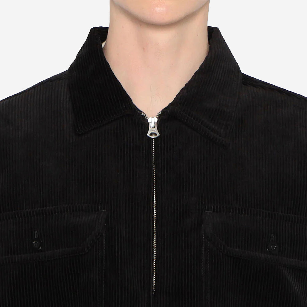 Corduroy Zip Overshirt Blouson - Black
