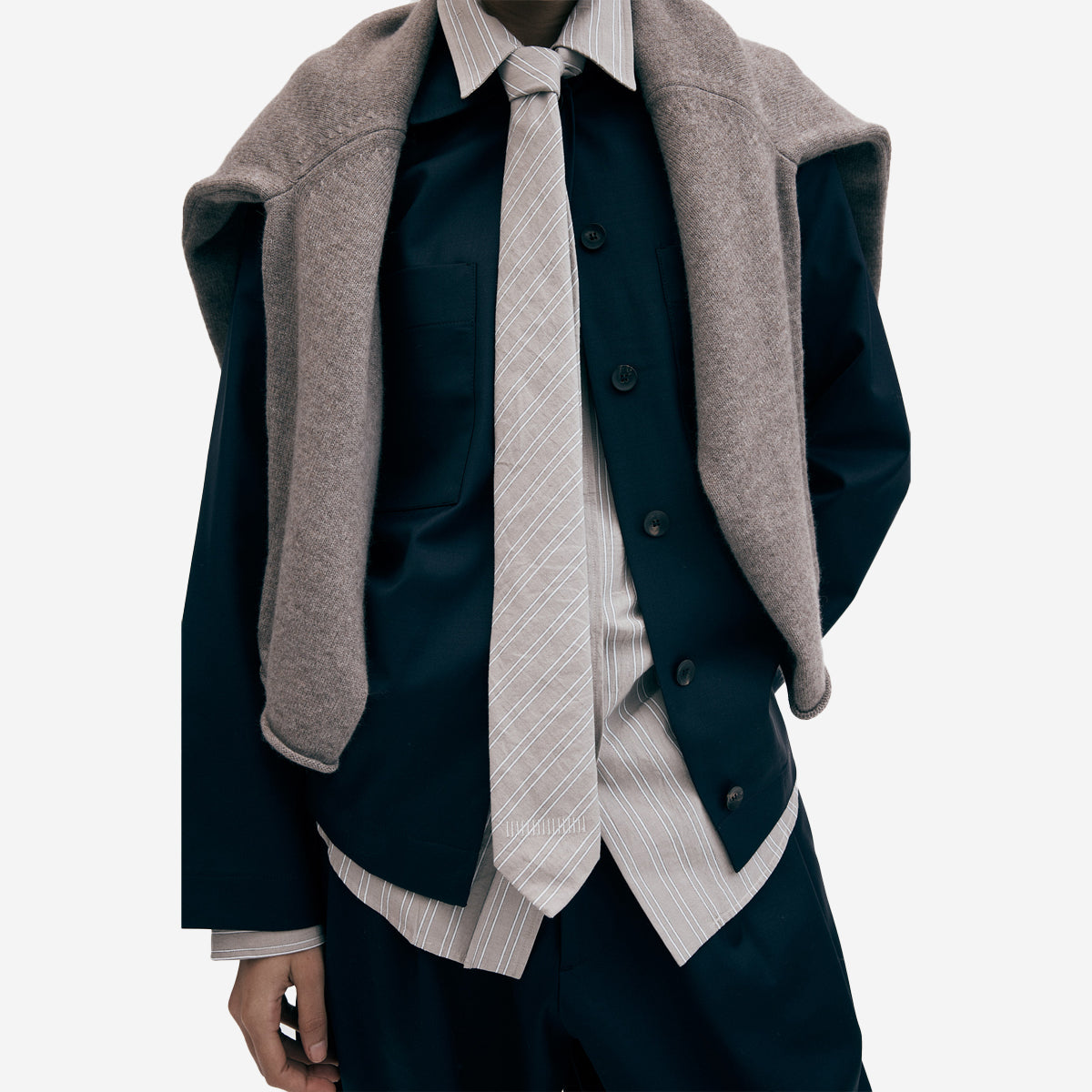 Cotton Neck Tie - Brown/White Stripe