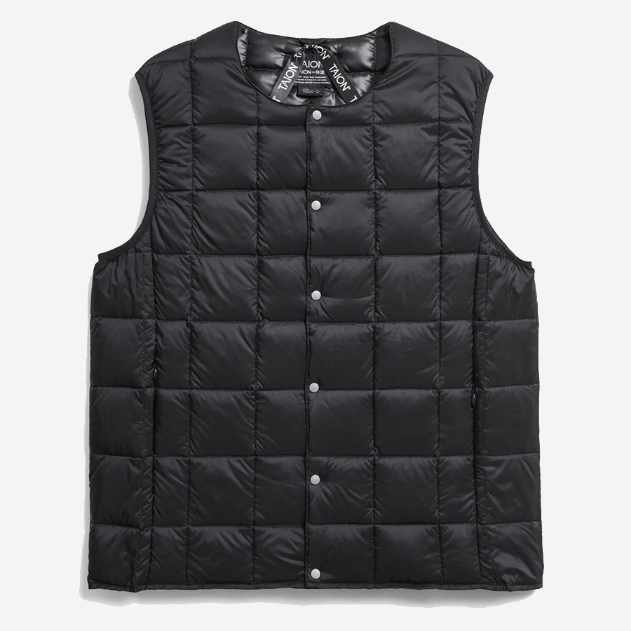 Crew Neck Button Down Vest - Black