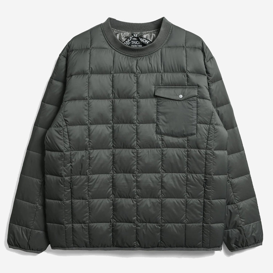 Crew Neck Pocket Down Pullover - Dark Charcoal