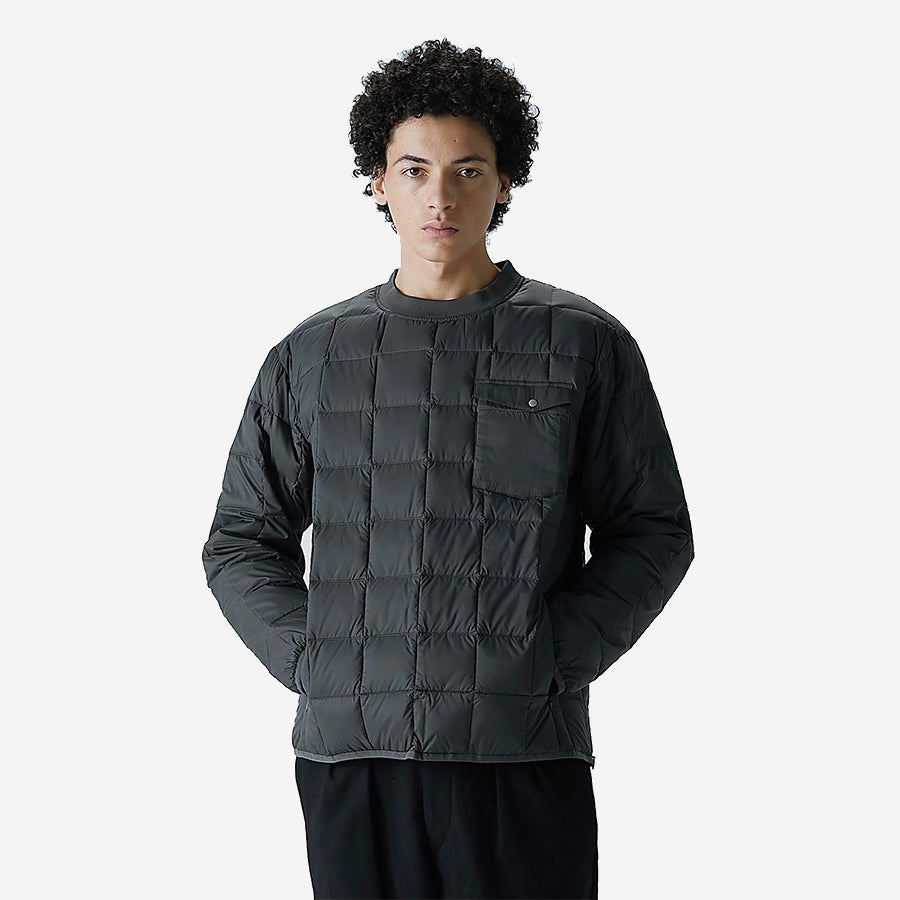 Crew Neck Pocket Down Pullover - Dark Charcoal