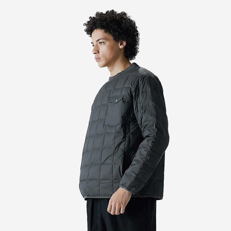 Crew Neck Pocket Down Pullover - Dark Charcoal