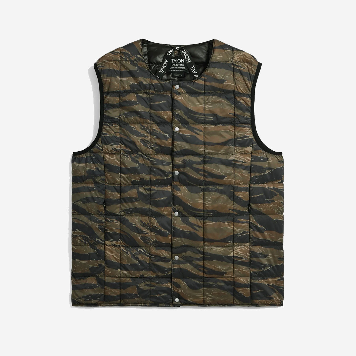 TAION Crew Neck Button Down Vest Tiger Stripe Camo Medium